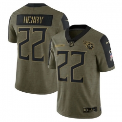 Tennessee Titans 22 Derrick Henry Olive 2021 Salute To Service Limited Player Jersey