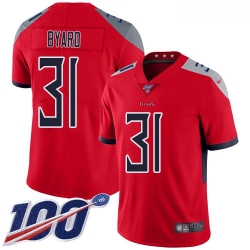 Tennessee Titans 31 Kevin Byard Red Stitched Football Limited Inverted Legend 100th Season Jersey