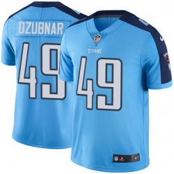 Tennessee Titans 49 Nick Dzubnar Light Blue Stitched NFL Limited Rush Jersey