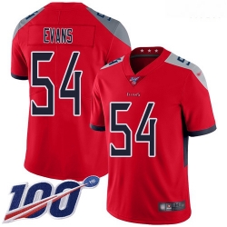 Tennessee Titans 54 Rashaan Evans Red Stitched Football Limited Inverted Legend 100th Season Jersey