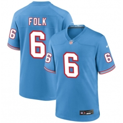 Tennessee Titans 6 Nick Folk Light Blue Throwback Player Stitched Game Jersey