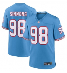 Tennessee Titans 98 Jeffery Simmons Light Blue Throwback Player Stitched Game Jersey