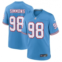 Tennessee Titans 98 Jeffery Simmons Light Blue Throwback Player Stitched Game Jersey