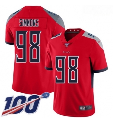 Tennessee Titans 98 Jeffery Simmons Red Stitched Football Limited Inverted Legend 100th Season Jersey