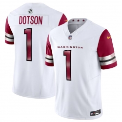 Washington Commanders 1 Jahan Dotson White 2023 F U S E Vapor Limited Stitched Football Jersey