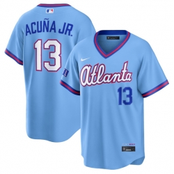 Atlanta Braves 13 Ronald Acuna Jr. Powder Blue 2026 City Connect Stadium Stitched Baseball Jersey