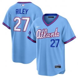 Atlanta Braves 27 Austin Riley Powder Blue 2026 City Connect Stadium Stitched Baseball Jersey
