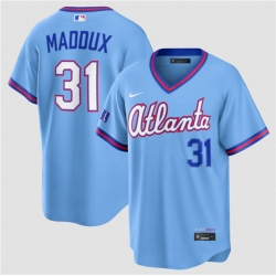 Atlanta Braves 31 Greg Maddux Powder Blue 2026 City Connect Stadium Stitched Baseball Jersey