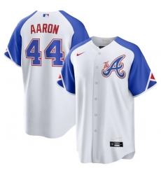 Atlanta Braves #44 Hank Aaron White 2023 City Connect Cool Base Stitched Baseball Jersey