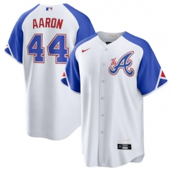 Atlanta Braves #44 Hank Aaron White 2023 City Connect Cool Base Stitched Baseball Jersey