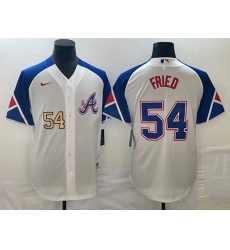 Atlanta Braves #54 Max Fried Number White 2023 City Connect Cool Base Stitched Jersey