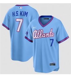 Atlanta Braves 7 Ha-Seong Kim Powder Blue 2026 City Connect Stadium Stitched Baseball Jersey