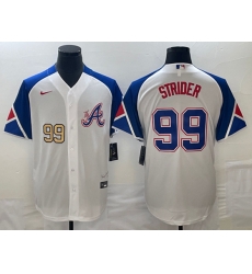 Atlanta Braves #99 Spencer Strider Number White 2023 City Connect Cool Base Stitched Jersey