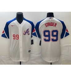 Atlanta Braves #99 Spencer Strider Number White 2023 City Connect Cool Base Stitched Jerseys