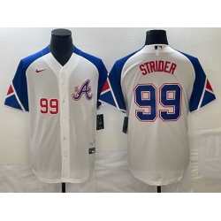 Atlanta Braves #99 Spencer Strider Number White 2023 City Connect Cool Base Stitched Jerseys
