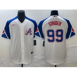 Atlanta Braves #99 Spencer Strider White 2023 City Connect Cool Base Stitched Jersey