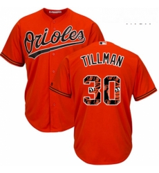 Baltimore Orioles 30 Chris Tillman Orange Team Logo Fashion Cool Base MLB Jersey