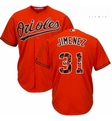 Baltimore Orioles 31 Ubaldo Jimenez Orange Team Logo Fashion Cool Base MLB Jersey