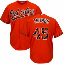 Baltimore Orioles 45 Mark Trumbo Orange Team Logo Fashion Cool Base MLB Jersey
