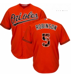 Baltimore Orioles 5 Brooks Robinson Orange Team Logo Fashion Cool Base MLB Jersey