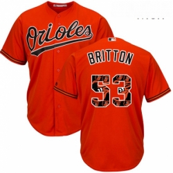 Baltimore Orioles 53 Zach Britton Orange Team Logo Fashion Cool Base MLB Jersey