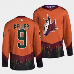 Arizona Coyotes 9 Clayton Keller Orange 2022 23 Reverse Retro Stitched Jersey