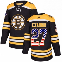 Boston Bruins 27 Austin Czarnik Black USA Flag Fashion NHL jersey