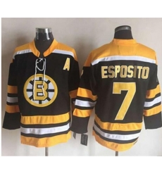 Boston Bruins #7 Phil Esposito Black Yellow CCM Throwback Stitched NHL Jersey
