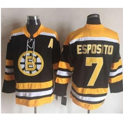 Boston Bruins #7 Phil Esposito Black Yellow CCM Throwback Stitched NHL Jersey