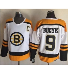 Boston Bruins #9 Johnny Bucyk Yellow White CCM Throwback Stitched NHL Jersey