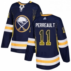 Buffalo Sabres 11 Gilbert Perreault Navy Blue Drift Fashion NHL jersey