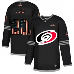 Carolina Hurricanes 20 Sebastian Aho Black USA Flag Fashion Jersey