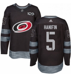Carolina Hurricanes 5 Noah Hanifin Premier Black 1917 2017 100th Anniversary NHL jersey