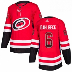 Carolina Hurricanes 6 Klas Dahlbeck Red Drift Fashion NHL jersey