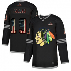 Chicago Blackhawks 19 Jonathan Toews Black USA Flag Fashion Jersey