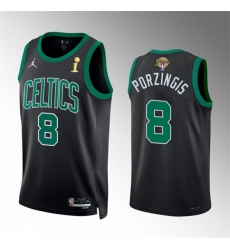 Boston Celtics 8 Kristaps Porzingis Black 2024 Finals Champions Statement Edition Stitched Basketball Jersey