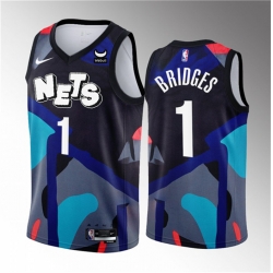 Brooklyn Nets 1 Mikal Bridges Black 2023 24 City Edition Stitched Basketball Jersey