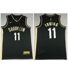 Brooklyn Nets 11 Kyrie Irving Black Gold 2021 Stitched NBA Jersey