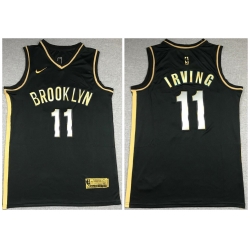 Brooklyn Nets 11 Kyrie Irving Black Gold 2021 Stitched NBA Jersey