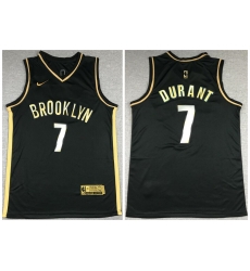 Brooklyn Nets 7 Kevin Durant Black Gold 2021 Stitched NBA Jersey