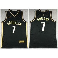 Brooklyn Nets 7 Kevin Durant Black Gold 2021 Stitched NBA Jersey