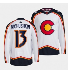 Colorado Avalanche 13 Valeri Nichushkin White 2022-23 Reverse Retro Stitched Jersey