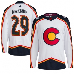 Colorado Avalanche 29 MacKINNON 2022-23 White Reverse Retro Stitched Jersey
