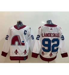Colorado Avalanche 92 Gabriel Landeskog White 2020 21 Reverse Retro Jersey
