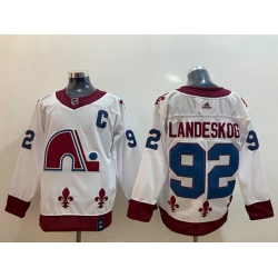 Colorado Avalanche 92 Gabriel Landeskog White 2020 21 Reverse Retro Jersey