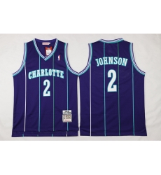 Charlotte Hornets 2 Larry Johnson Throwback Soul Swingman Purple Jersey