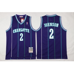 Charlotte Hornets 2 Larry Johnson Throwback Soul Swingman Purple Jersey