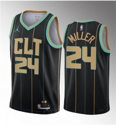 Charlotte Hornets 24 Brandon Miller Black 2022-23 Draft City Edition Stitched Basketball Jersey