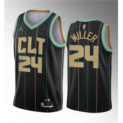 Charlotte Hornets 24 Brandon Miller Black 2022-23 Draft City Edition Stitched Basketball Jersey