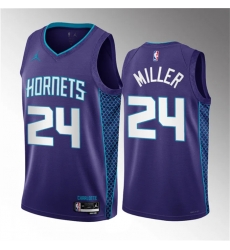 Charlotte Hornets 24 Brandon Miller Purple 2022-23 Draft Statement Edition Stitched Basketball Jersey